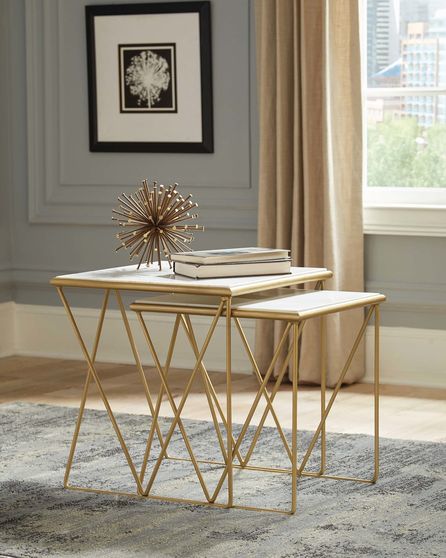Modern marble and gold nesting tables