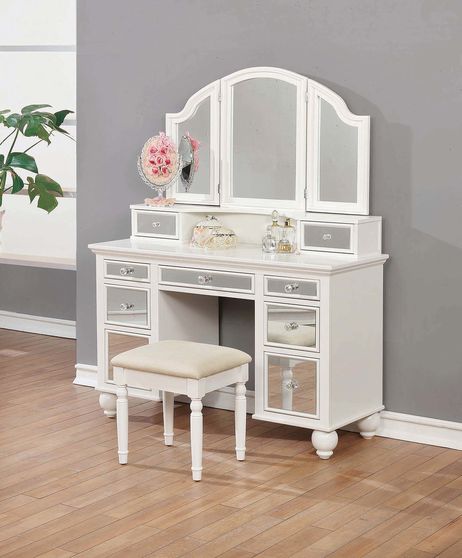 Transitional beige and white vanity set