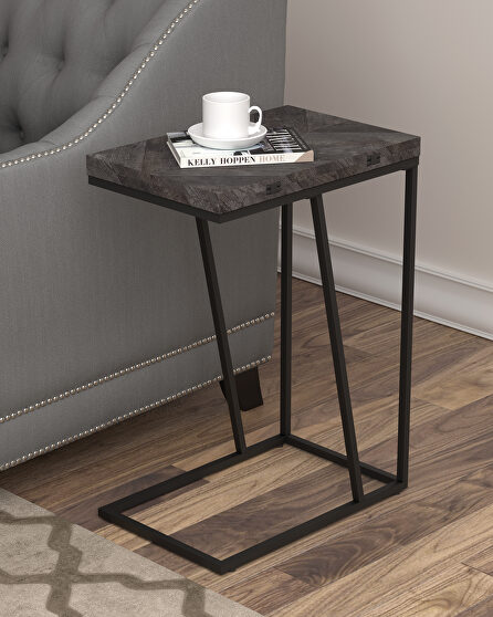 Rustic gray finish accent table