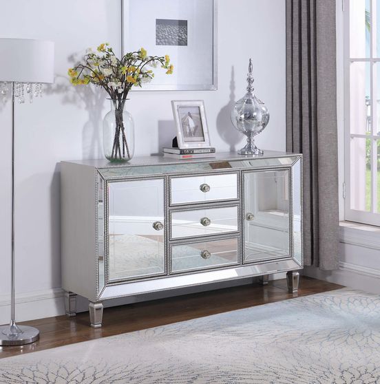 Metallic platinum accent cabinet