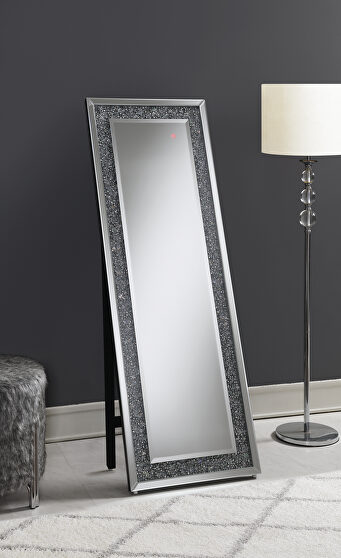 Silver finish cheval mirror