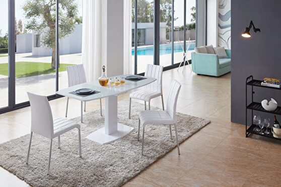 Small frosted glass extension dining table