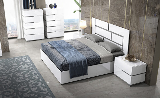 Gloss white European stylish contemporary bed