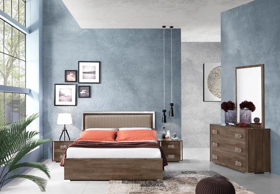 Italian brown high-gloss modern platform bed