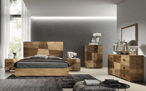 European two-toned wood bedroom