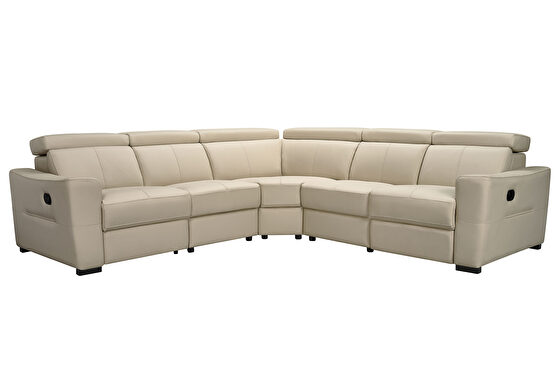 Manual recliner full leather sectional in cream