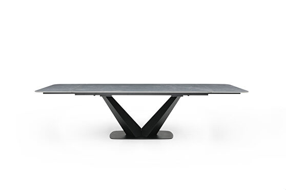 Gray ceramic top extension dining table in modern style
