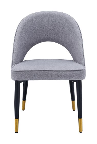 Gold tip / gray fabric contemporary dining chairs