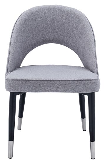 Gray modern dining chair w/ chrome leg tips