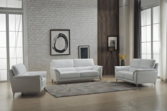 White leather contemporary living room sofa