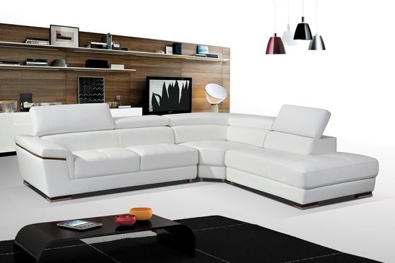 Modern white leather sectional sofa w/ headrests