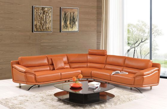 Orange modern even L-shape sectional sofa