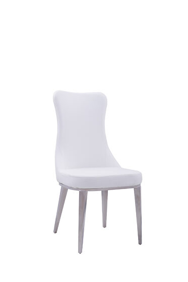 Modern white leatherette solid dining chair