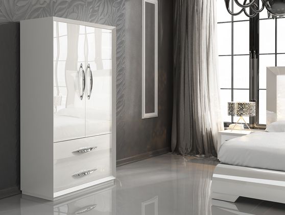 White high-gloss lacquer 2 door wardrobe