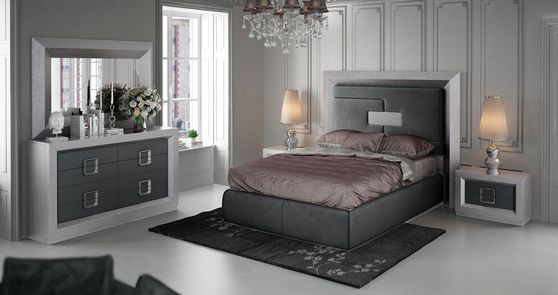 Gray modern Spain-made high headboard bed