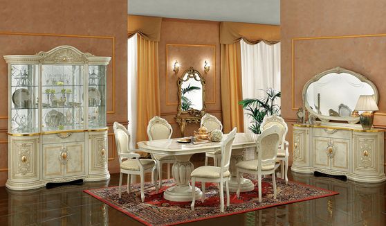 Neo-classical tradtional ivory finish family dining