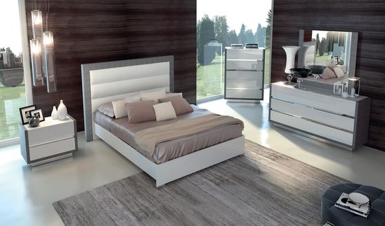 Made in Italy modern king bed in white w/ platform