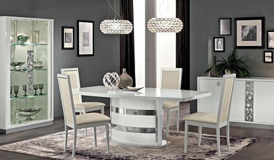 White high gloss lacquer modern dining table
