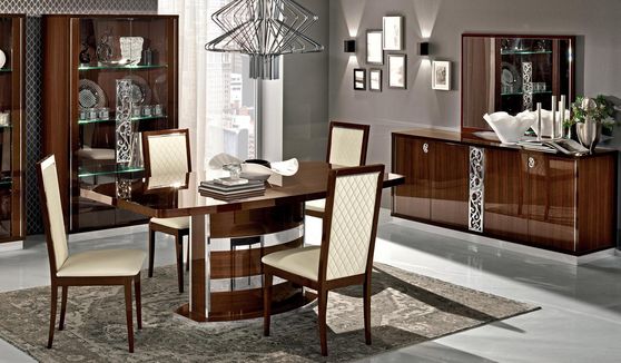 Walnut high gloss lacquer modern dining table
