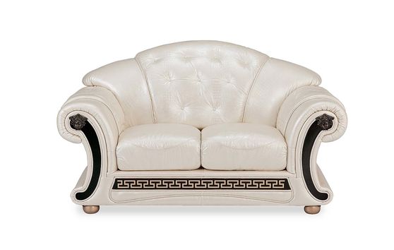 Pearl royal style tufted button design leather loveseat