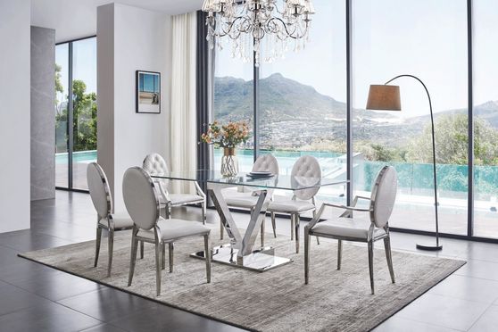 Contemporary tempered glass top dining table