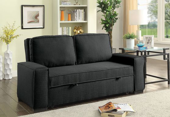 Gray linen like fabric sleeper sofa futon