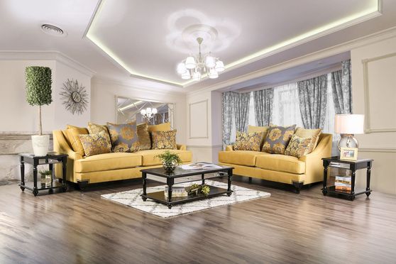 Gold fabric retro style sofa