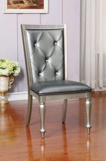 Silver gray glam style dining chair