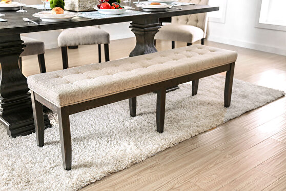 Beige fabric-upholstered bench