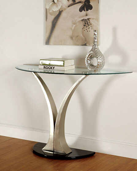 Bevelled glass top modern sofa table