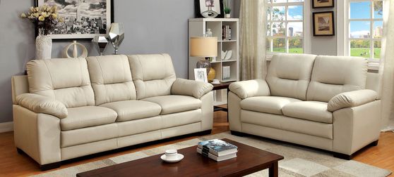 Ivory leatherette casual sofa in modern style
