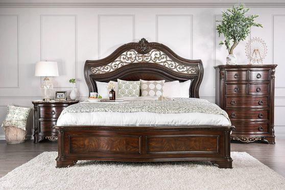 Brown cherry classical touch transitional bed