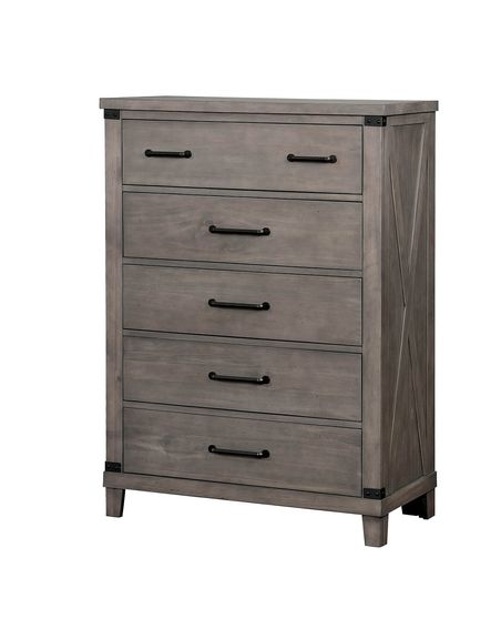 Plank style transitional gray finish chest
