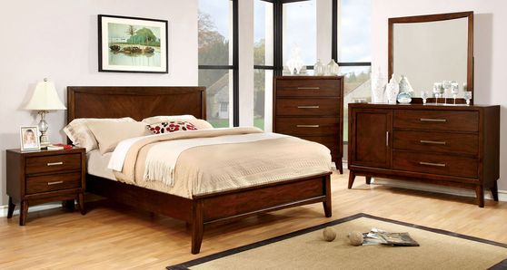 Cherry finish contemporary style platform king bed