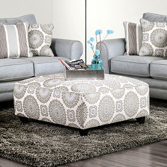 Floral medallions square ottoman