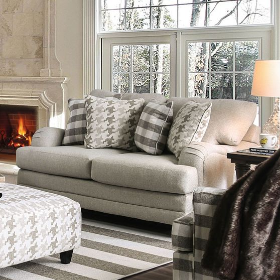 Transitional style light gray fabric US-made lovesat