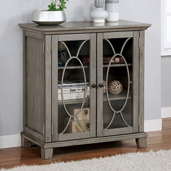 Gray wood transitional cabinet