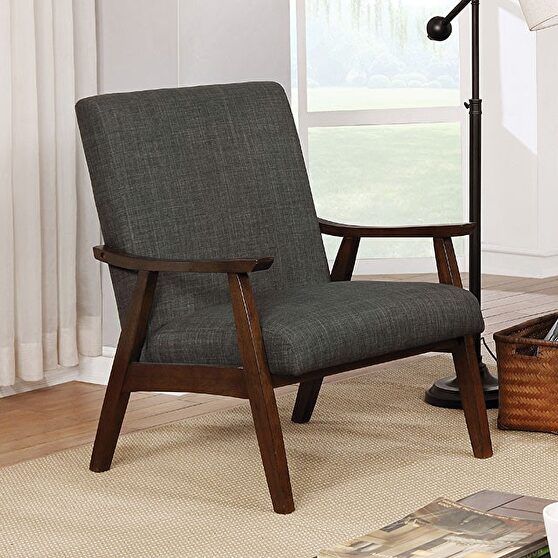 Dark gray mid-century modern accent chair