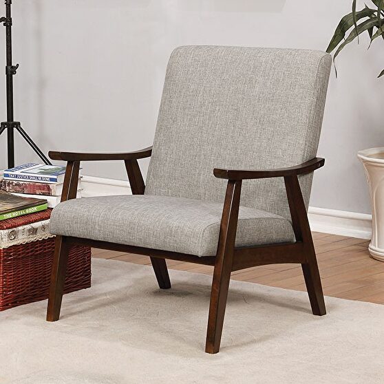 Light gray mid-century modern accent chair