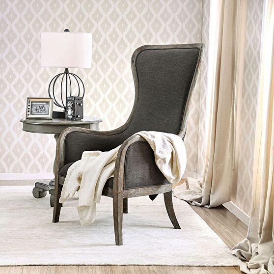 Gray fabric rustic accent chair