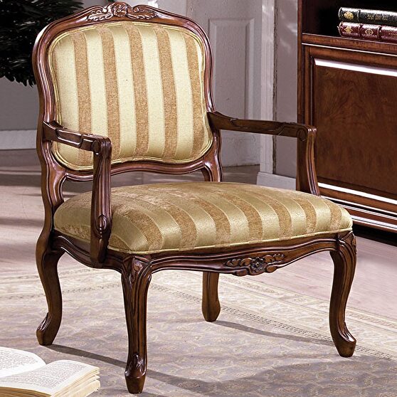 Tan/pattern traditional accent chair