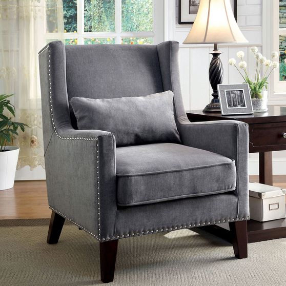 Gray Transitional Accent Chair