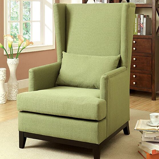 Green linen-like fabric contemporary chair