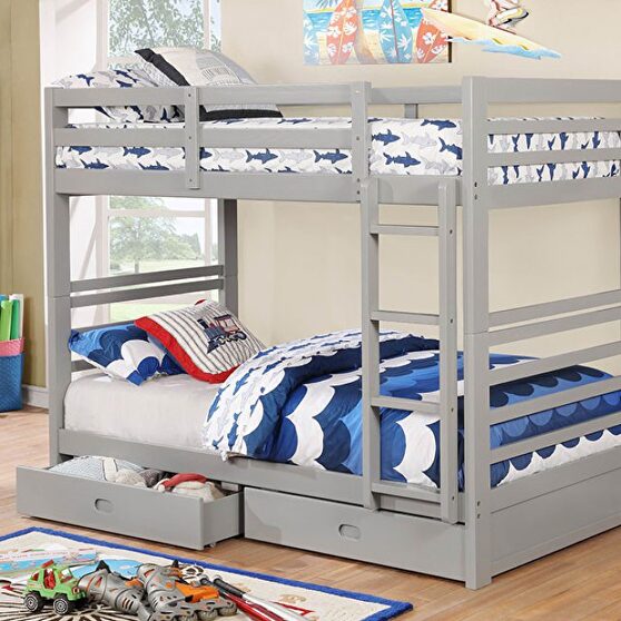 Twin/twin bunk bed in gray finish