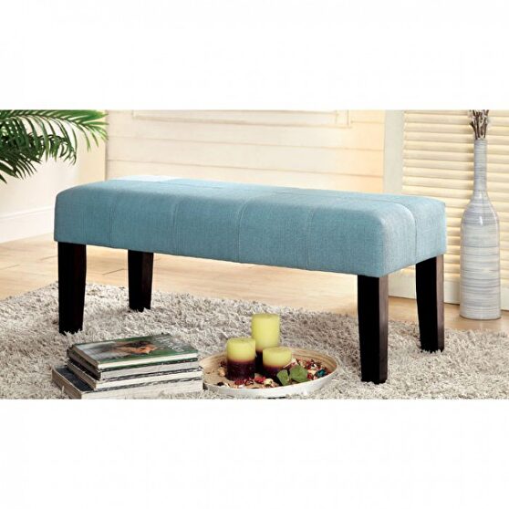 Blue fabric contemporary bench