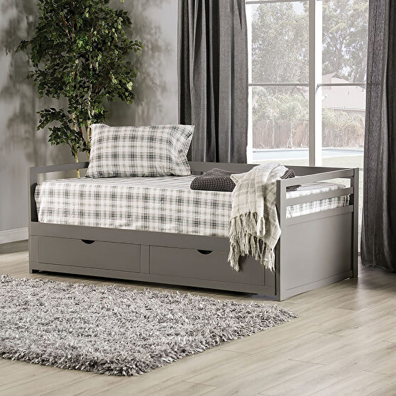 Transitional style daybed in gray finish with two drawers