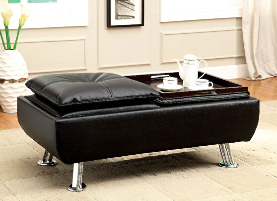 Black/chrome contemporary ottoman