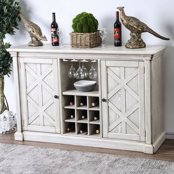 Antique white / gray transitional style server