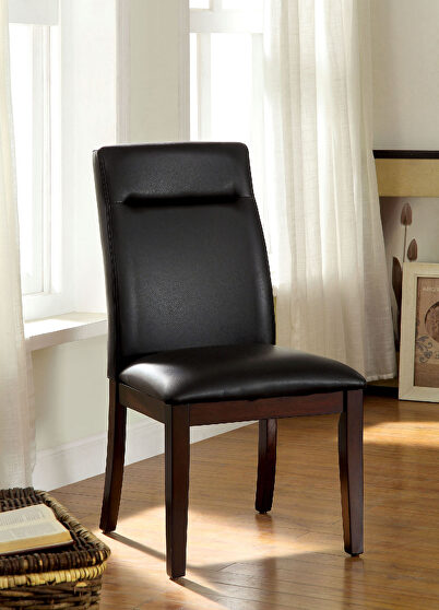 Dark cherry padded leatherette dining chairs