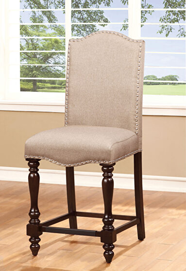 Beige padded fabric counter ht. chair